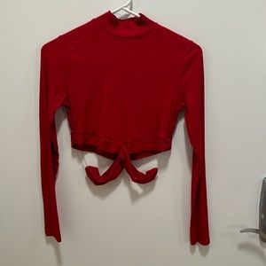 Women’s red long sleeve crop top from fashion nova size medium